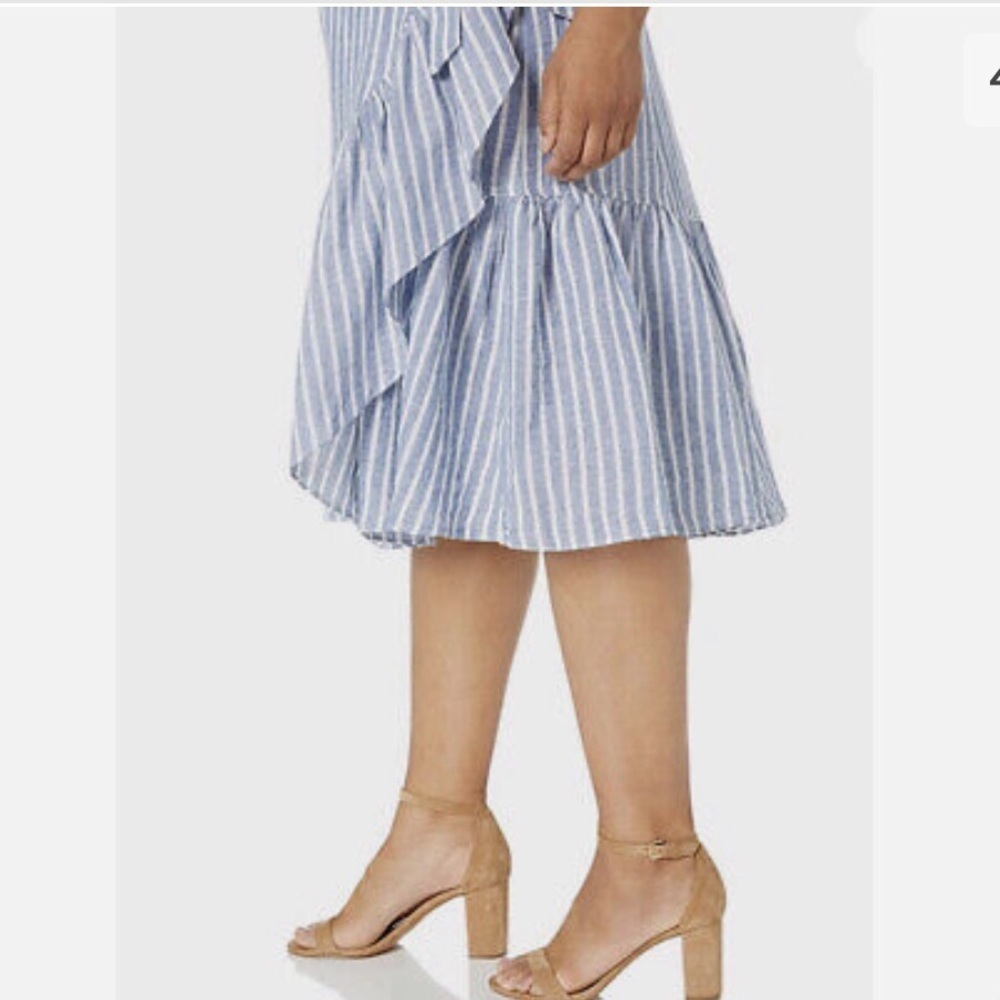 Chaps Blue and White Striped Midi Skirt - Picture 8 of 11
